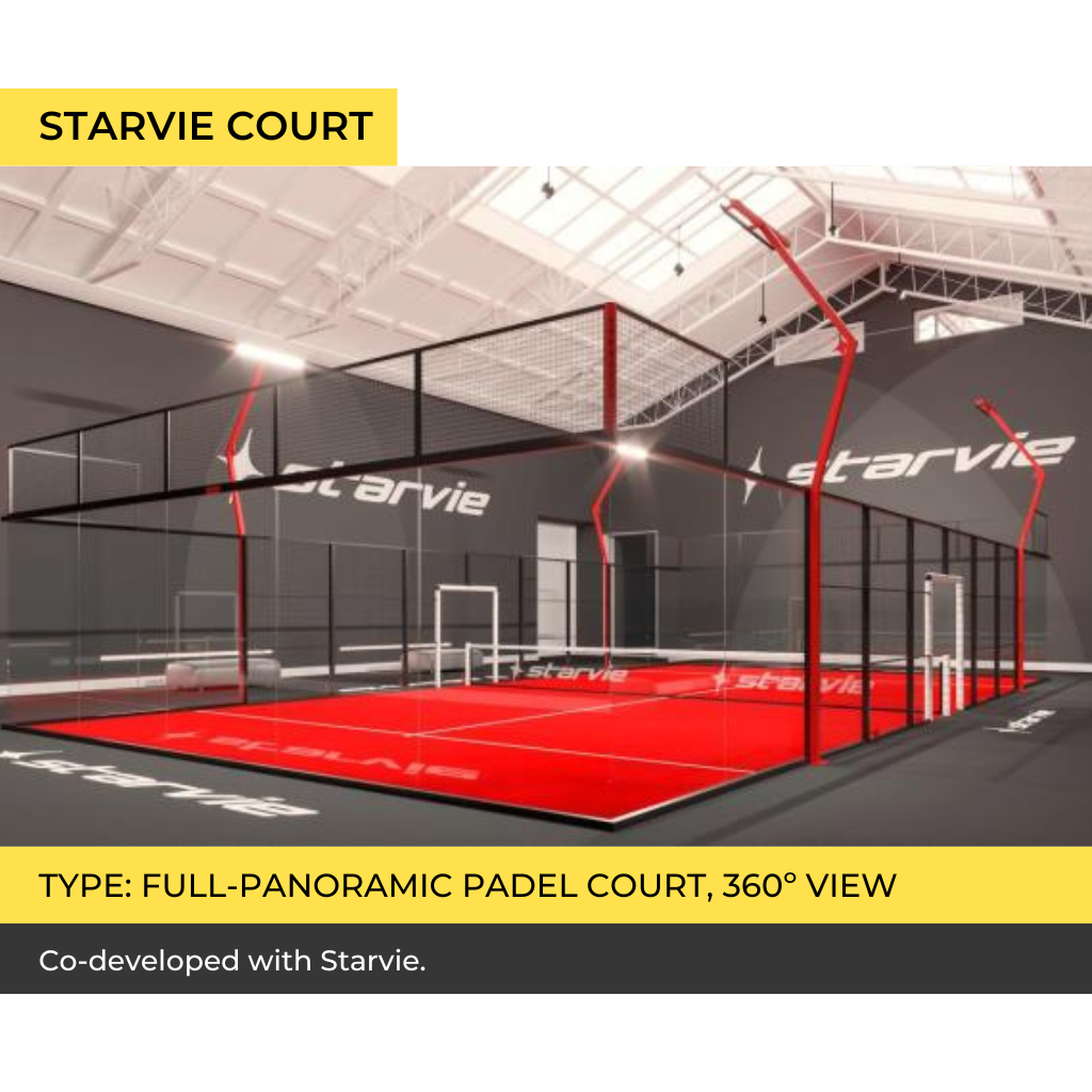 Starvie padel court, full-panoramic design in collaboration with Starvie.